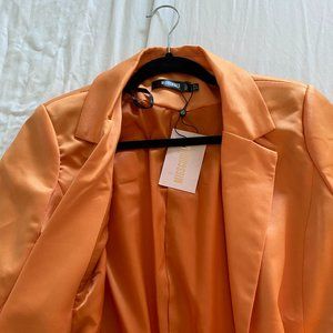 Missguided bright orange satin blazer